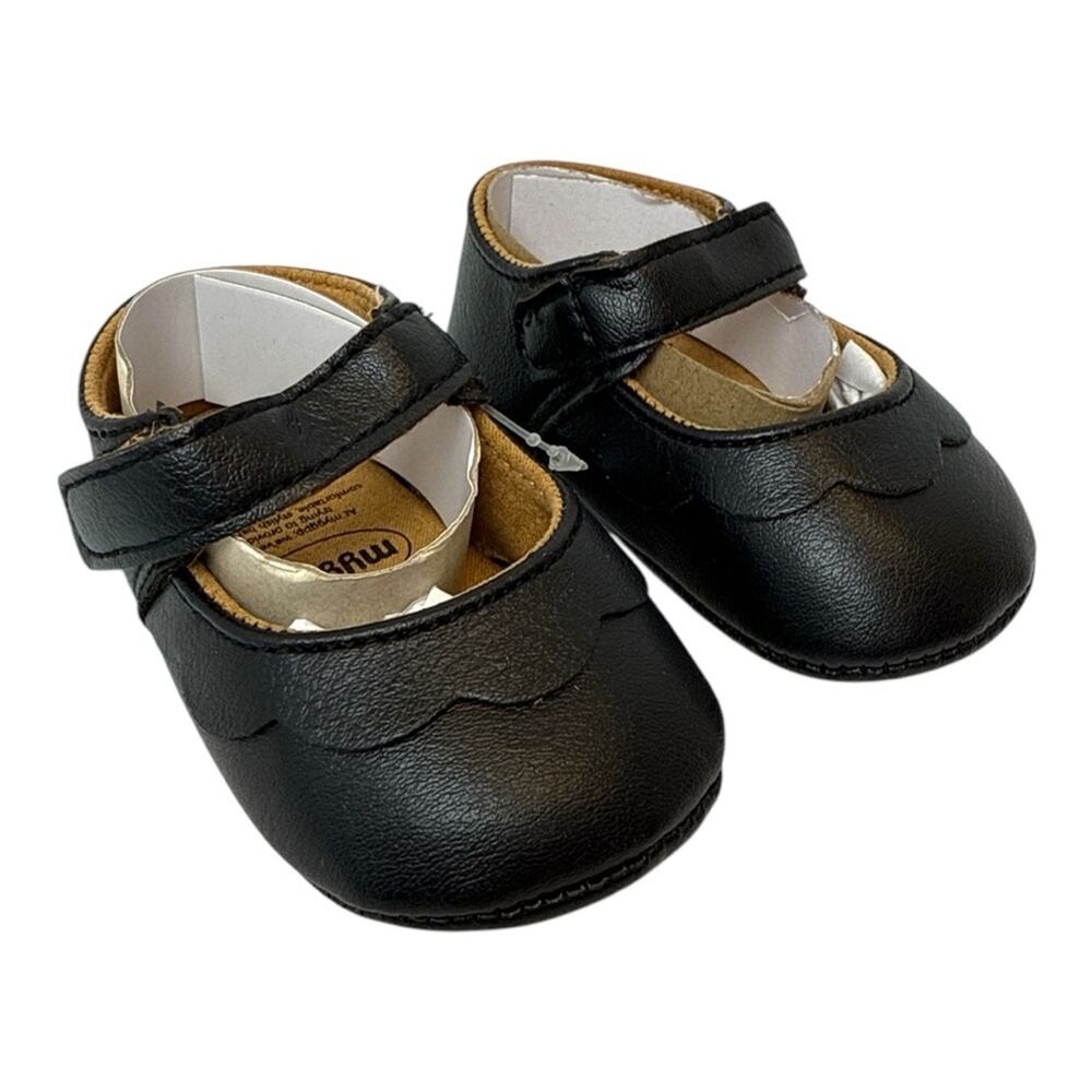 Black Mary Jane Baby Shoes Size 11 Vegan Leather Hook & Loop NEW